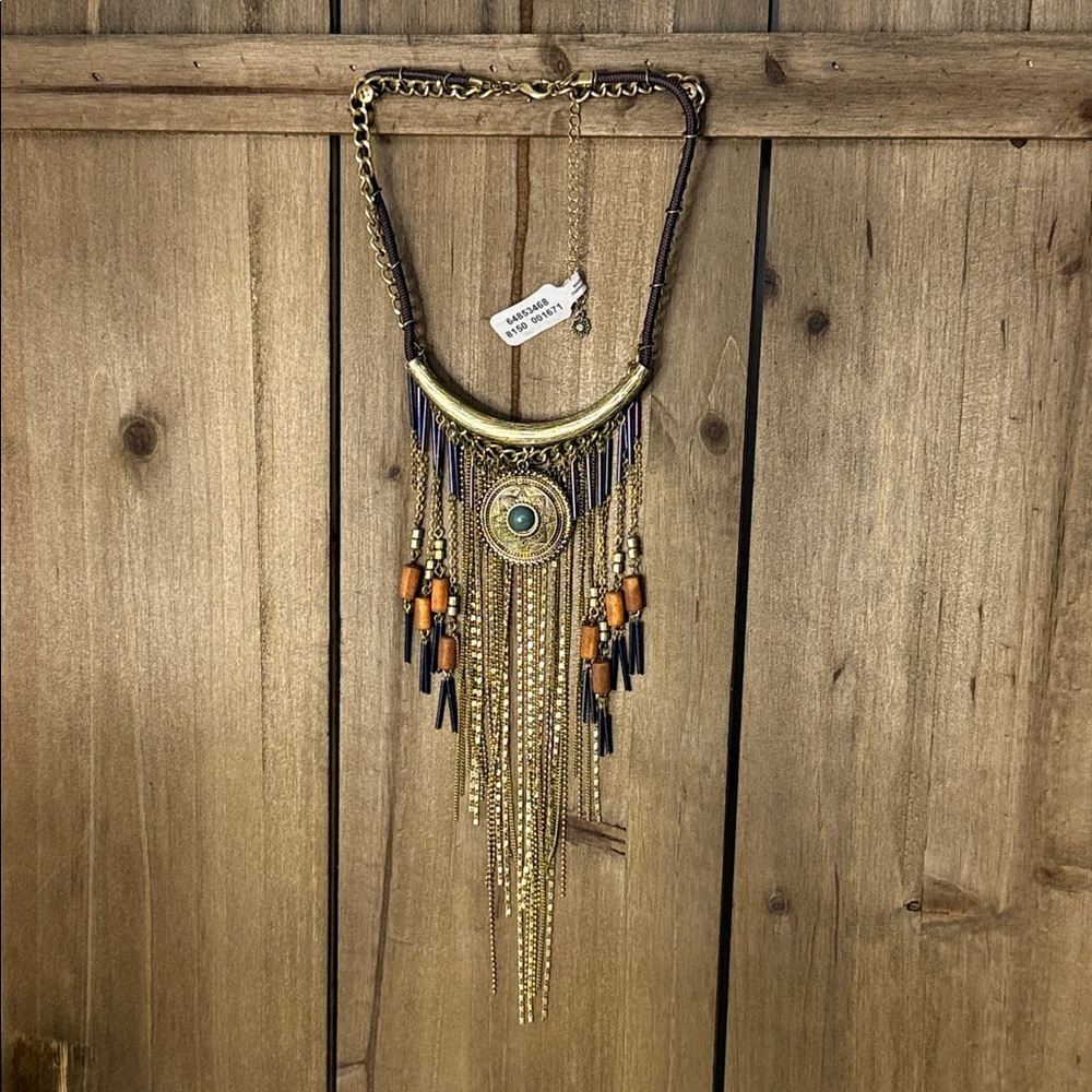 Elegant Gold and Brown Statement Necklace